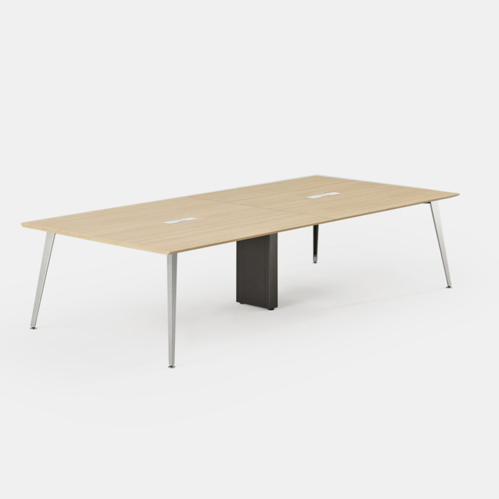 Desk Size:118 inches x 48 inches; Top Color:Woodgrain; Leg Color:Mirror