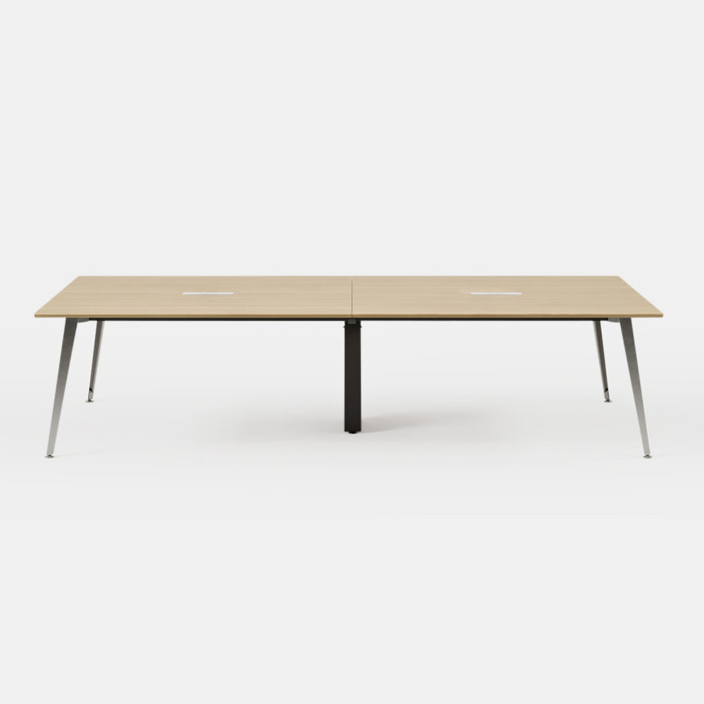 Desk Size:118 inches Table + 8 Chairs; Desk Color:Woodgrain/Mirror; Chair Color:Black