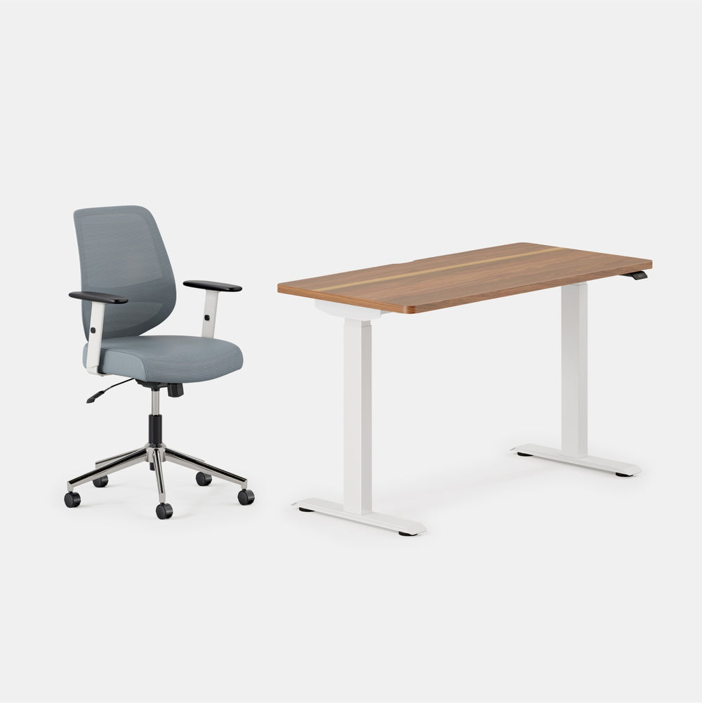 Desk Color:Walnut/White; Chair Color:Slate;