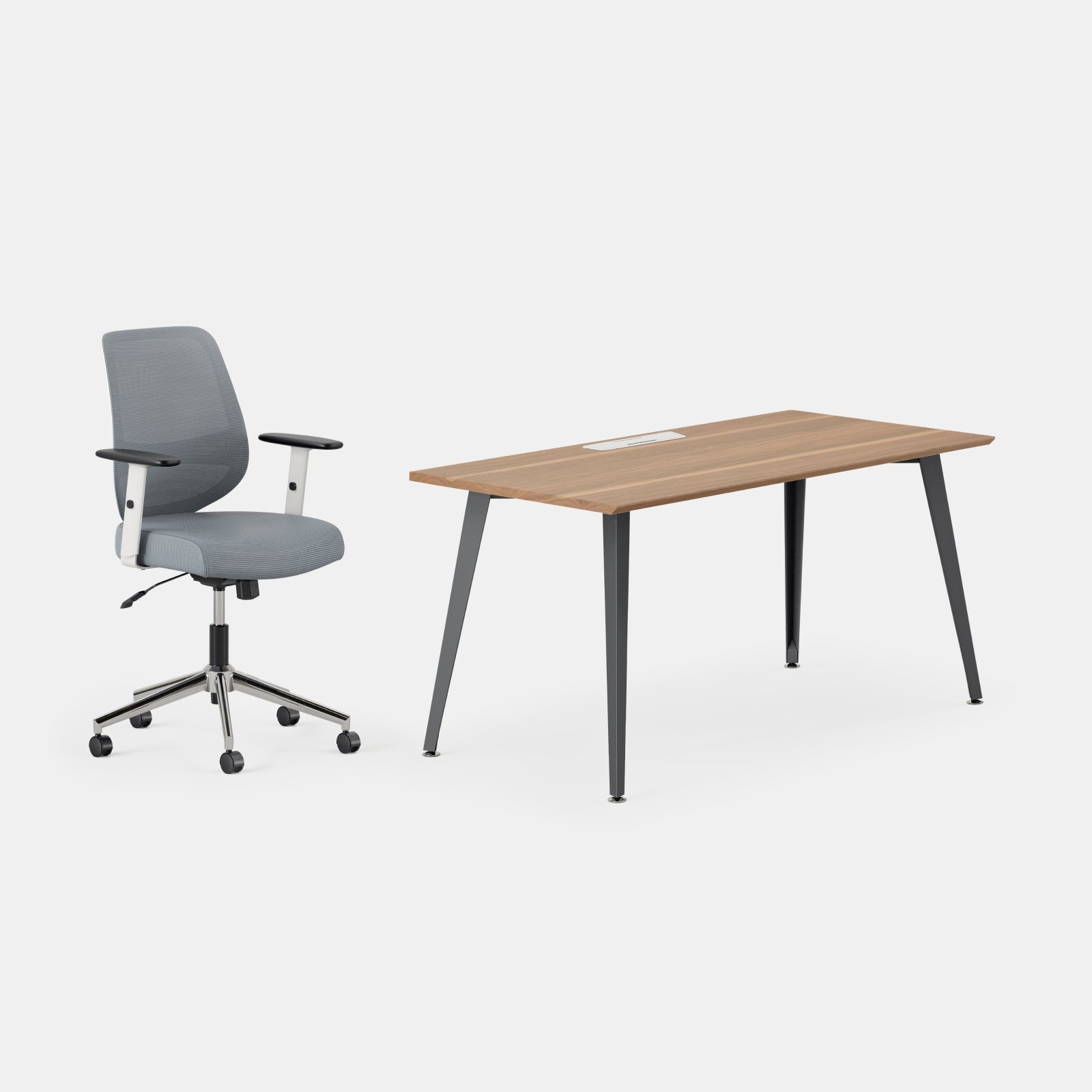 Desk Color:Walnut/Charcoal; Chair Color:Slate;