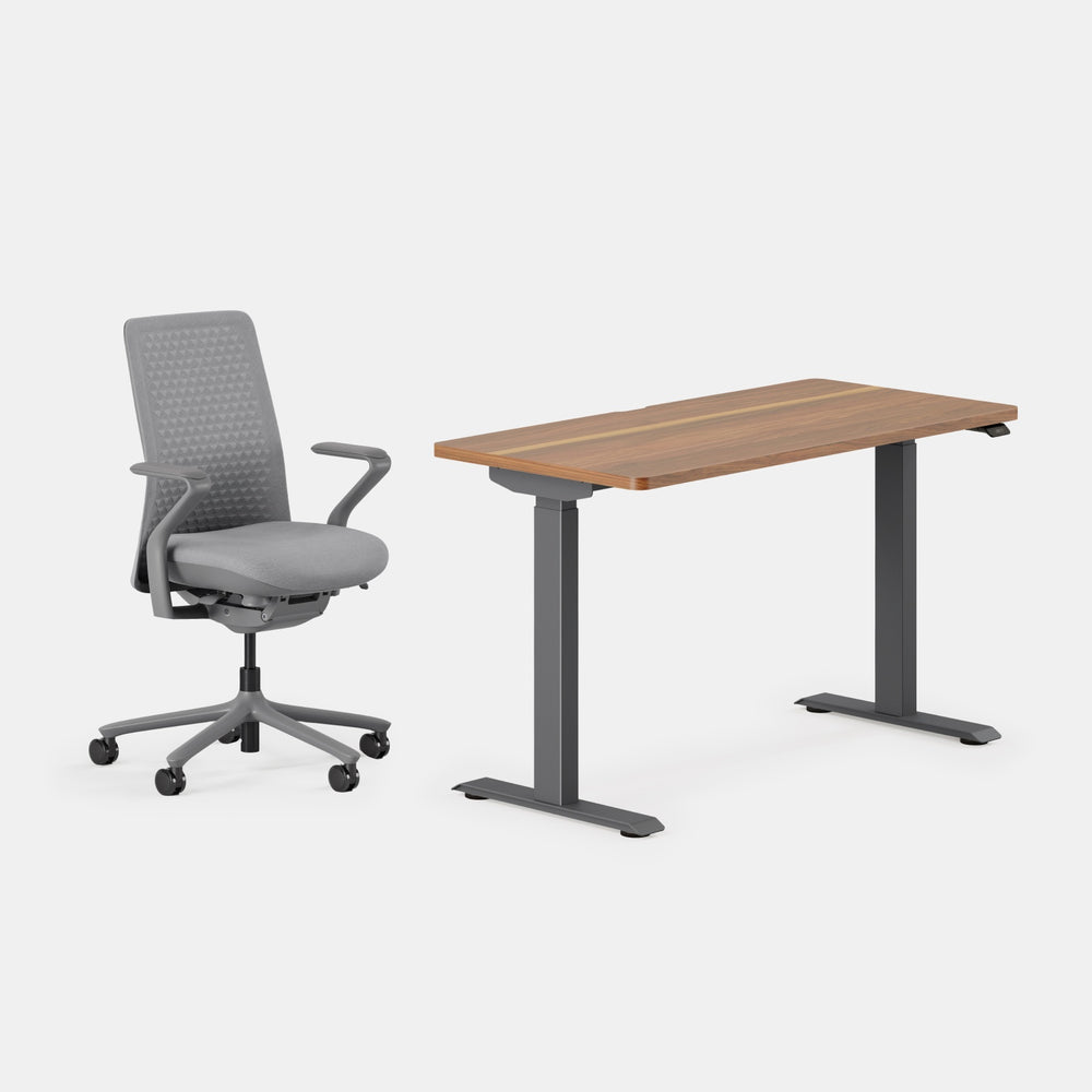 Desk Color: Walnut/Charcoal; Chair Color: Lunar