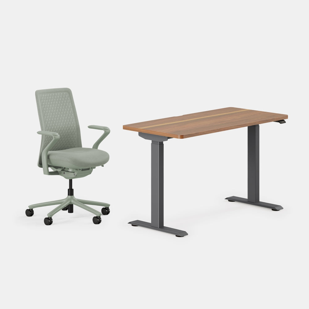 Desk Color: Walnut/Charcoal; Chair Color: Mint