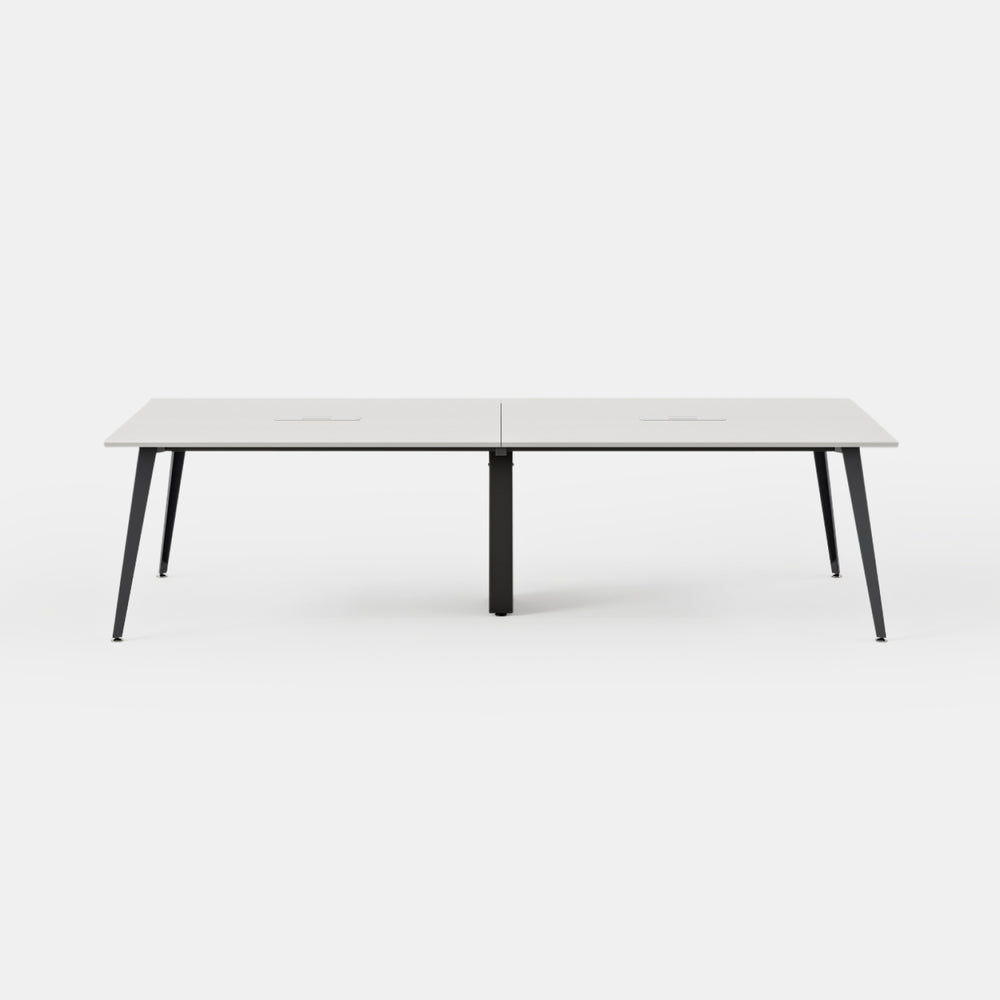 Desk Size:142 inches x 48 inches; Top Color:White; Leg Color:Charcoal