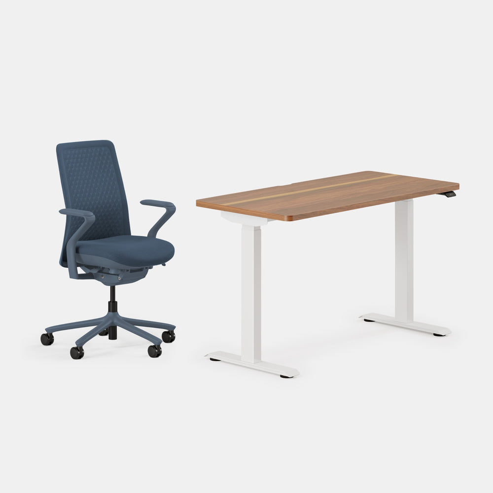 Desk Color: Walnut/White; Chair Color: Cobalt