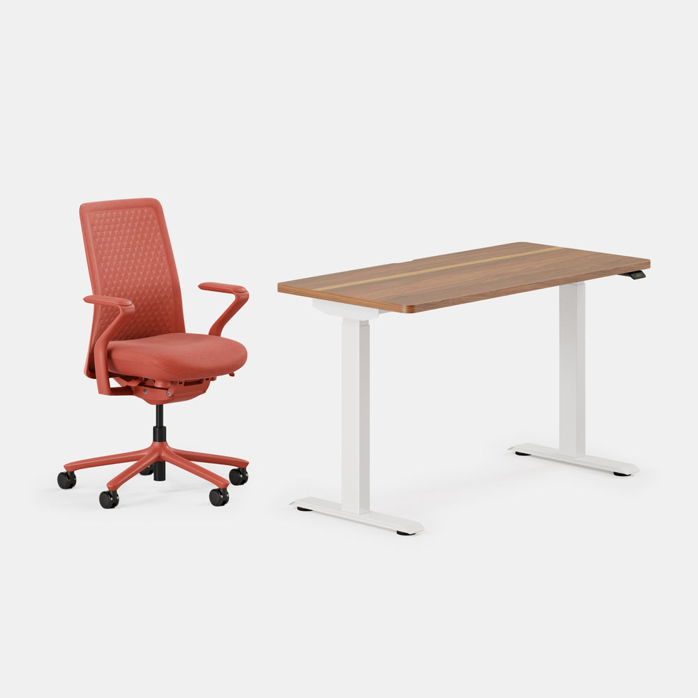 Desk Color: Walnut/White; Chair Color: Coral