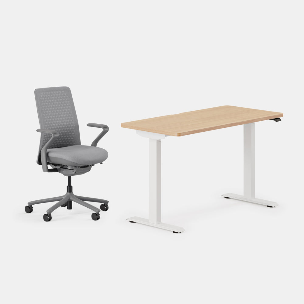 Desk Color: Woodgrain/White; Chair Color: Lunar