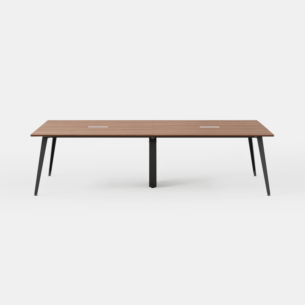 Desk Size:142 inches x 48 inches; Top Color:Walnut; Leg Color:Charcoal