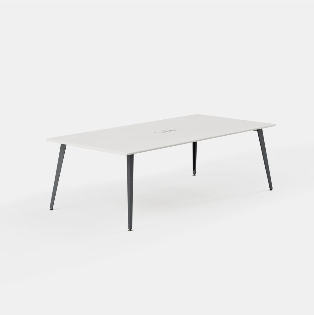 Desk Size:96 inches x 48 inches; Top Color:White; Leg Color:Charcoal