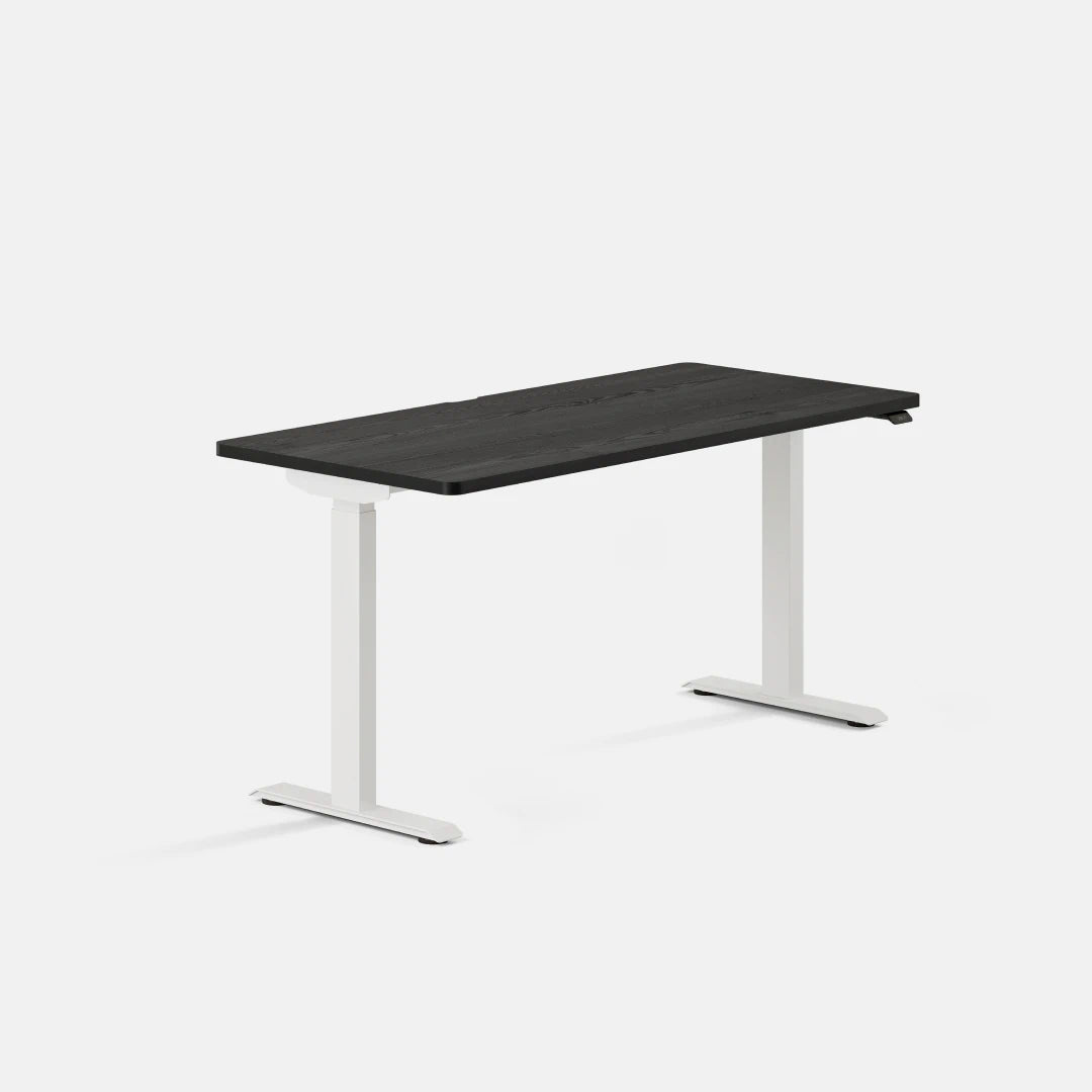 Top Color:Black Oak; Leg Color:White; Desk Size:58 inches x 27 inches;