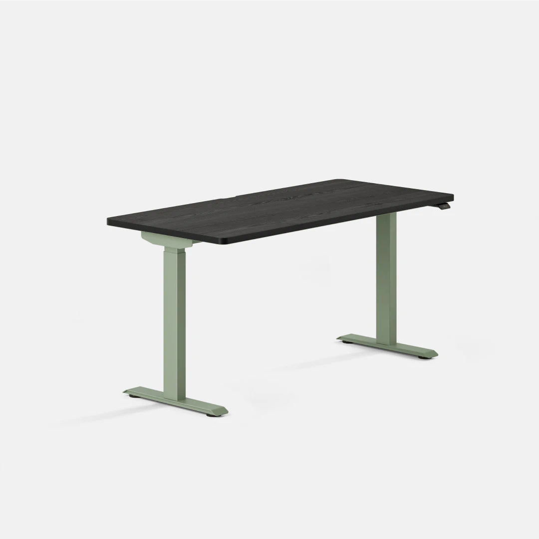 Top Color:Black Oak; Leg Color:Sage; Desk Size:58 inches x 27 inches;