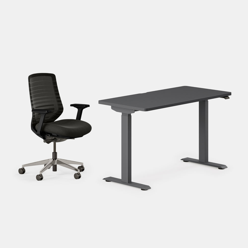 Desk Color:Charcoal/Charcoal; Chair Color:Black/Black;