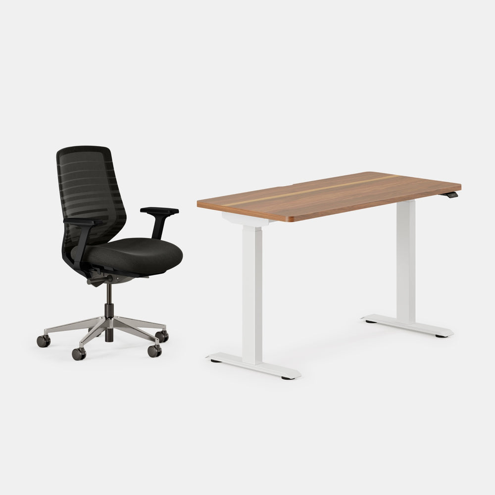 Desk Color:Walnut/White; Chair Color:Black/Black;