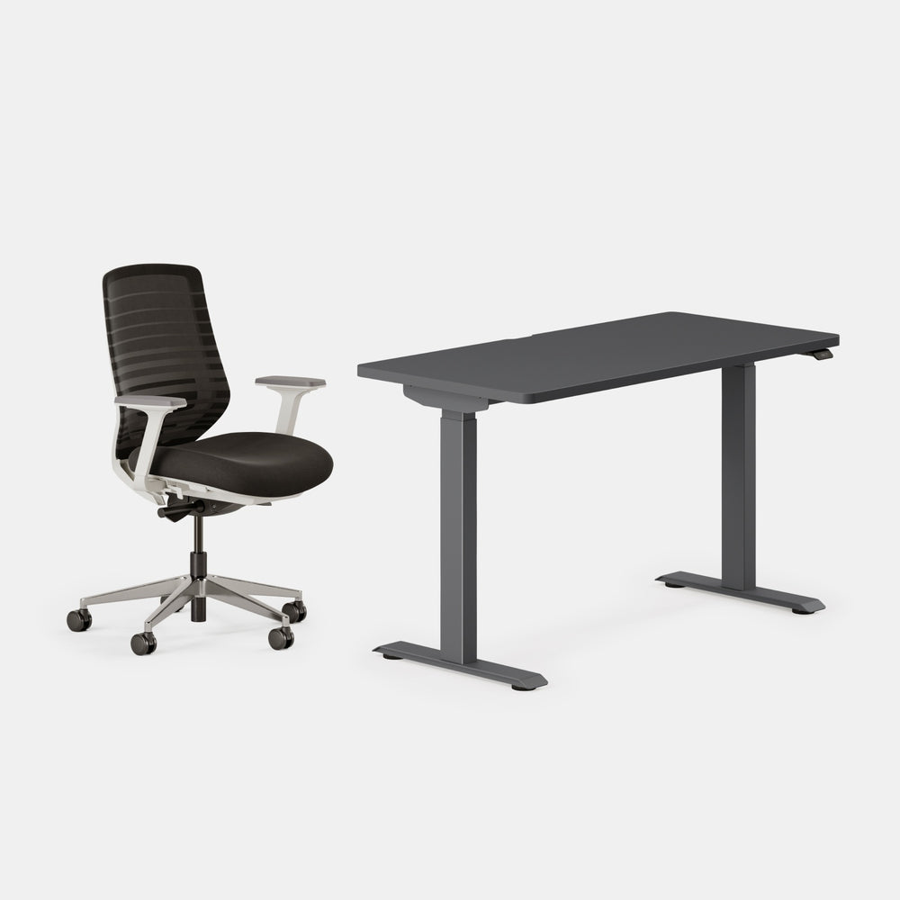 Desk Color:Charcoal/Charcoal; Chair Color:Black/White;