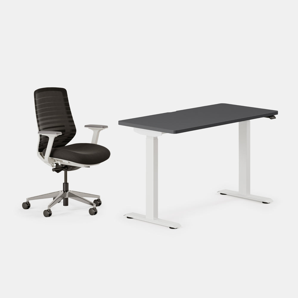 Desk Color:Charcoal/White; Chair Color:Black/White;