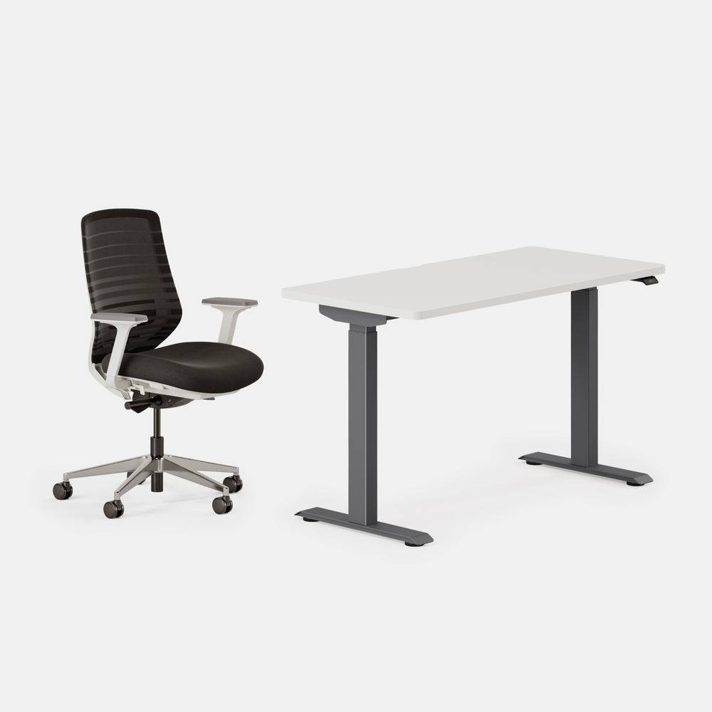 Desk Color:White/Charcoal; Chair Color:Black/White;