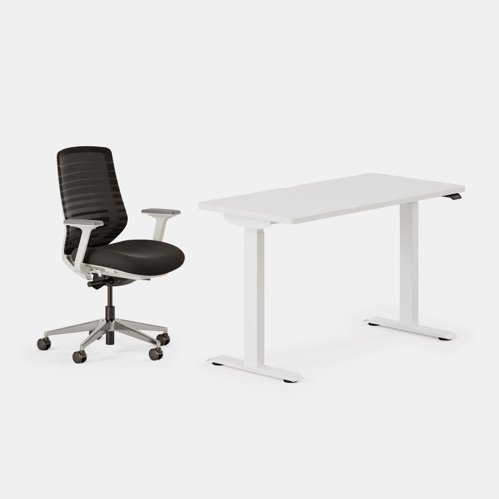 Desk Color:White/White; Chair Color:Black/White;