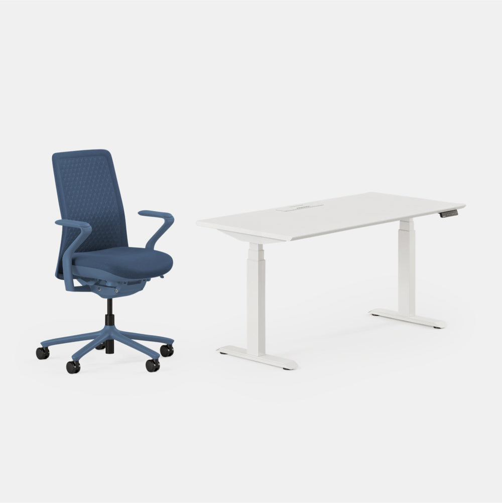 Desk Color:White/Powder White;Chair Color:Cobalt