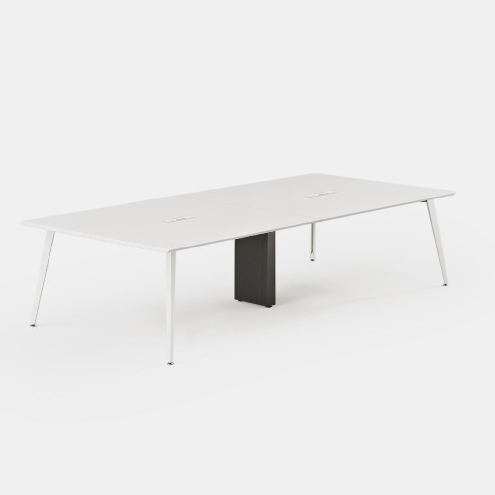 Desk Size:142 inches x 48 inches; Top Color:White; Leg Color:Powder White