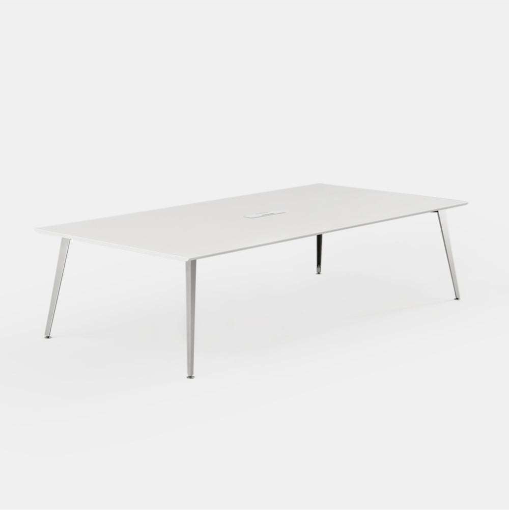 Desk Size:96 inches x 48 inches; Top Color:White; Leg Color:Mirror