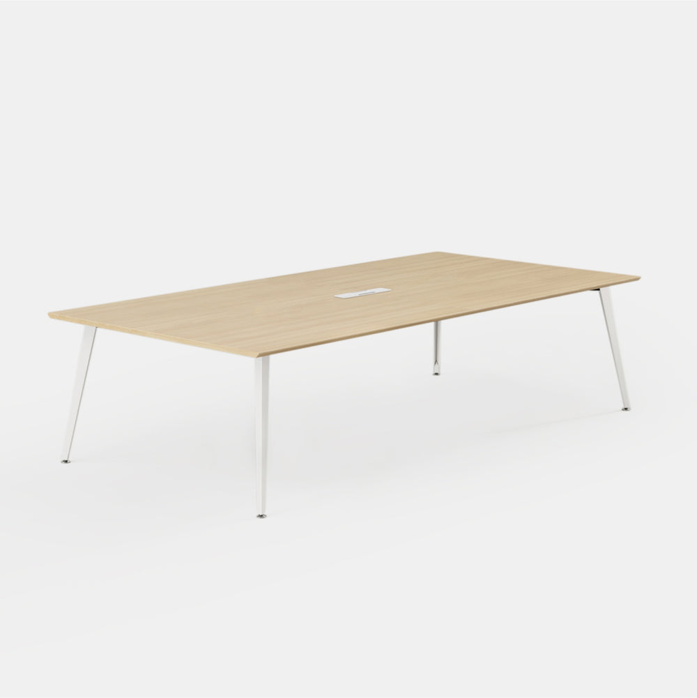 Desk Size:96 inches x 48 inches; Top Color:Woodgrain; Leg Color:Powder White