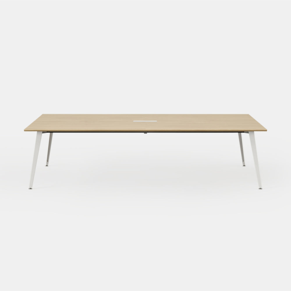 Desk Size:96 inches Table + 6 Chairs; Desk Color:Woodgrain/Powder White; Chair Color:Black