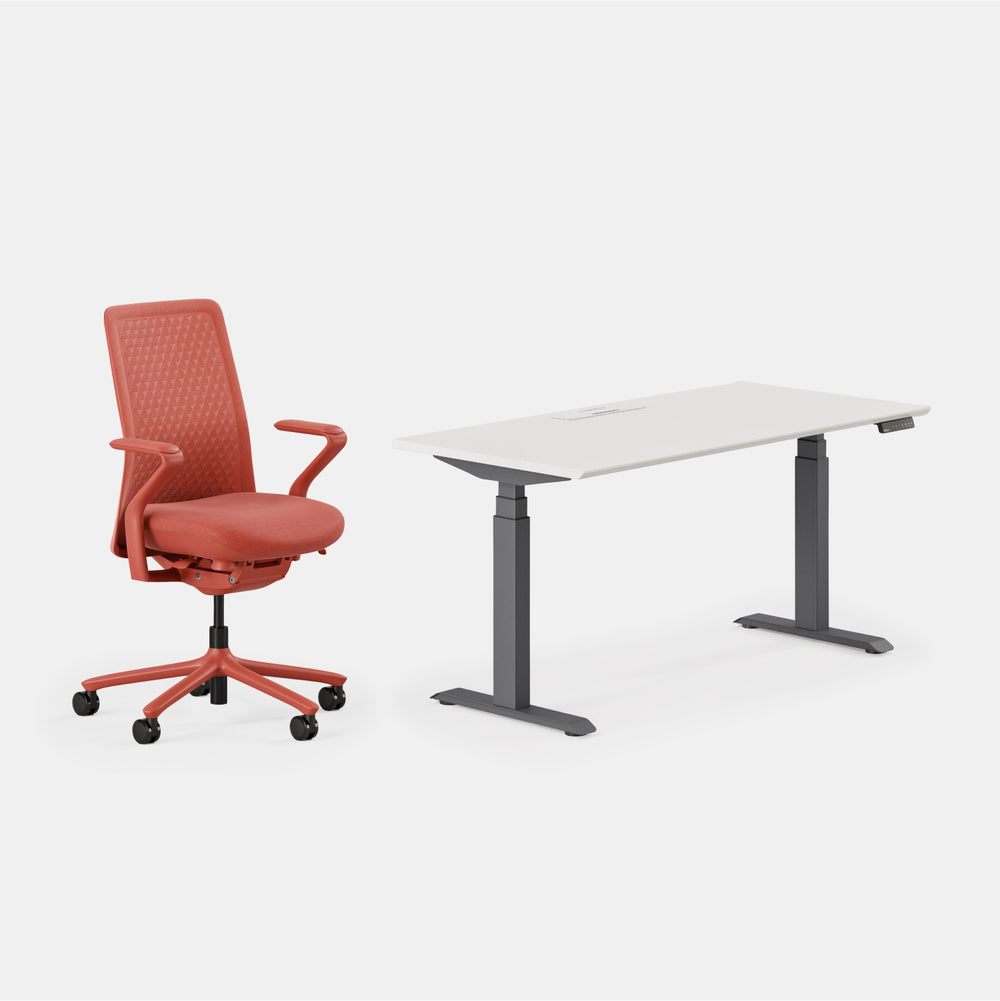 Desk Color:White/Charcoal;Chair Color:Coral