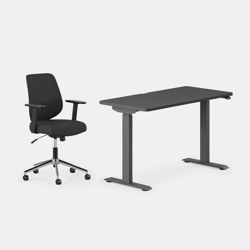 Desk Color:Charcoal/Charcoal; Chair Color:Black/Black;