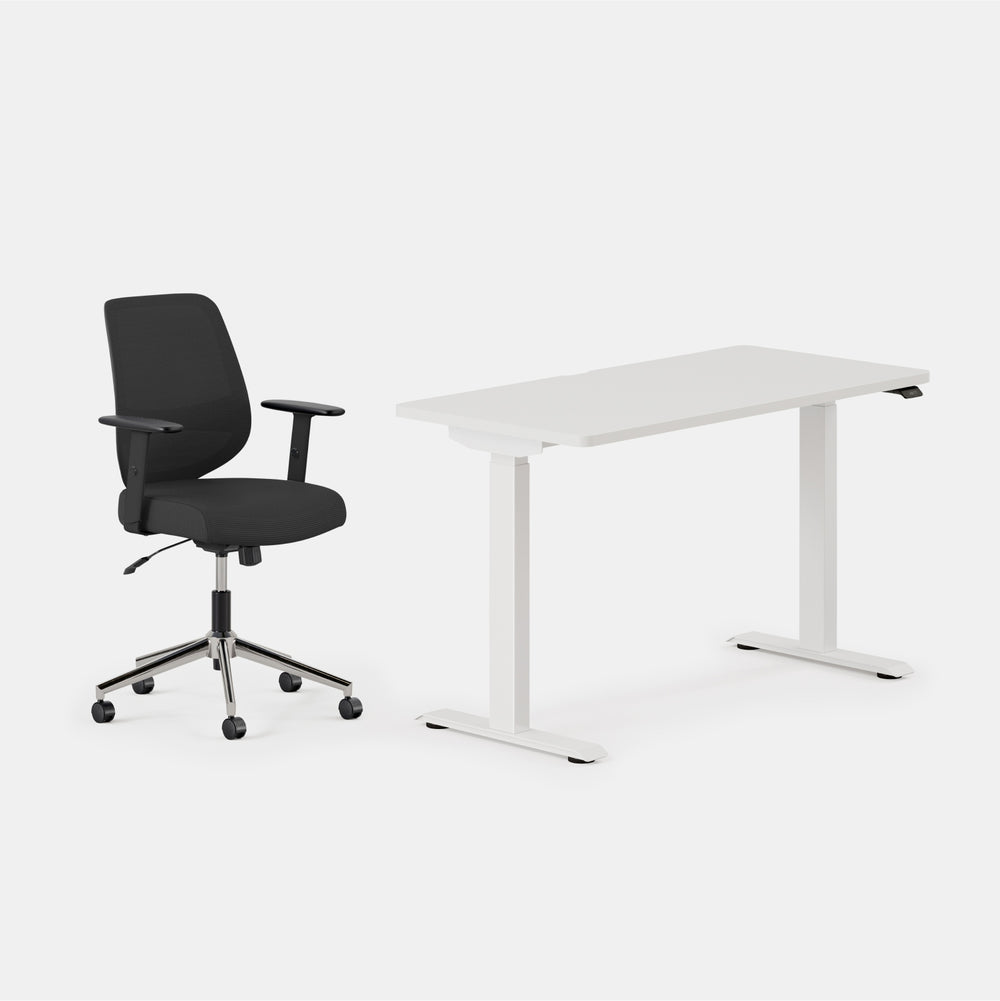 Desk Color:White/White; Chair Color:Black/Black;