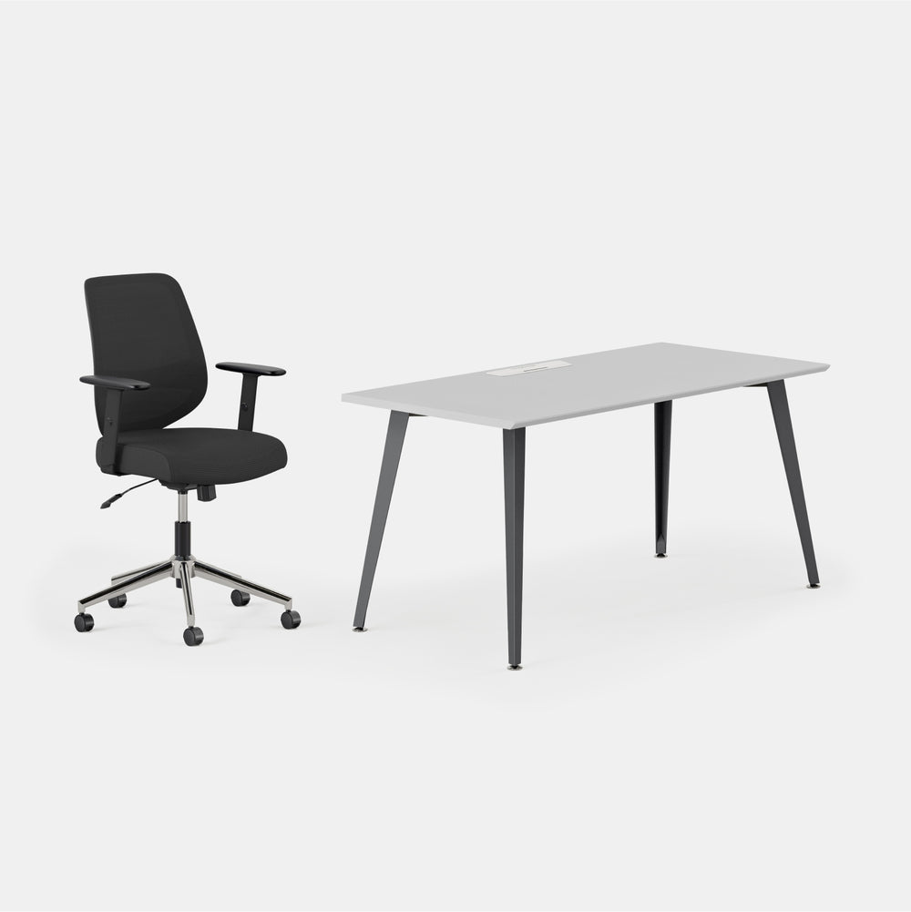 Desk Color:Fog/Charcoal; Chair Color:Black/Black;