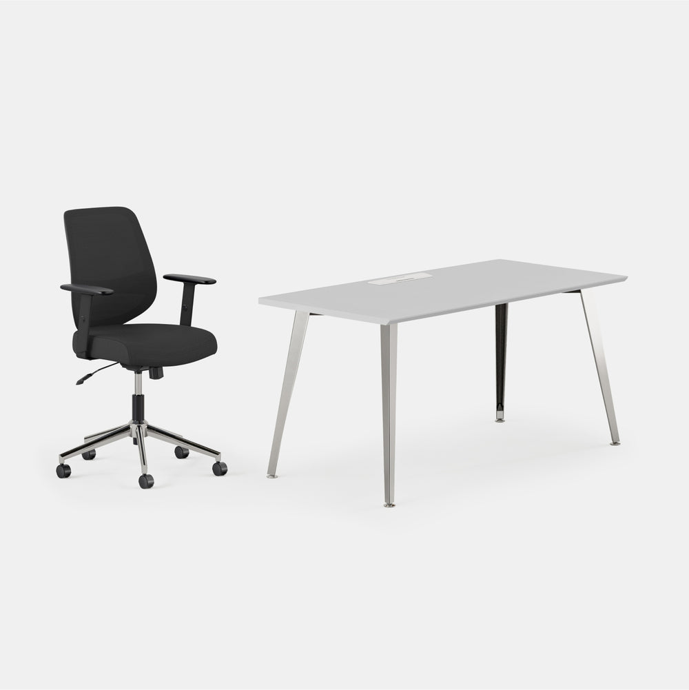 Desk Color:Fog/Mirror; Chair Color:Black/Black;