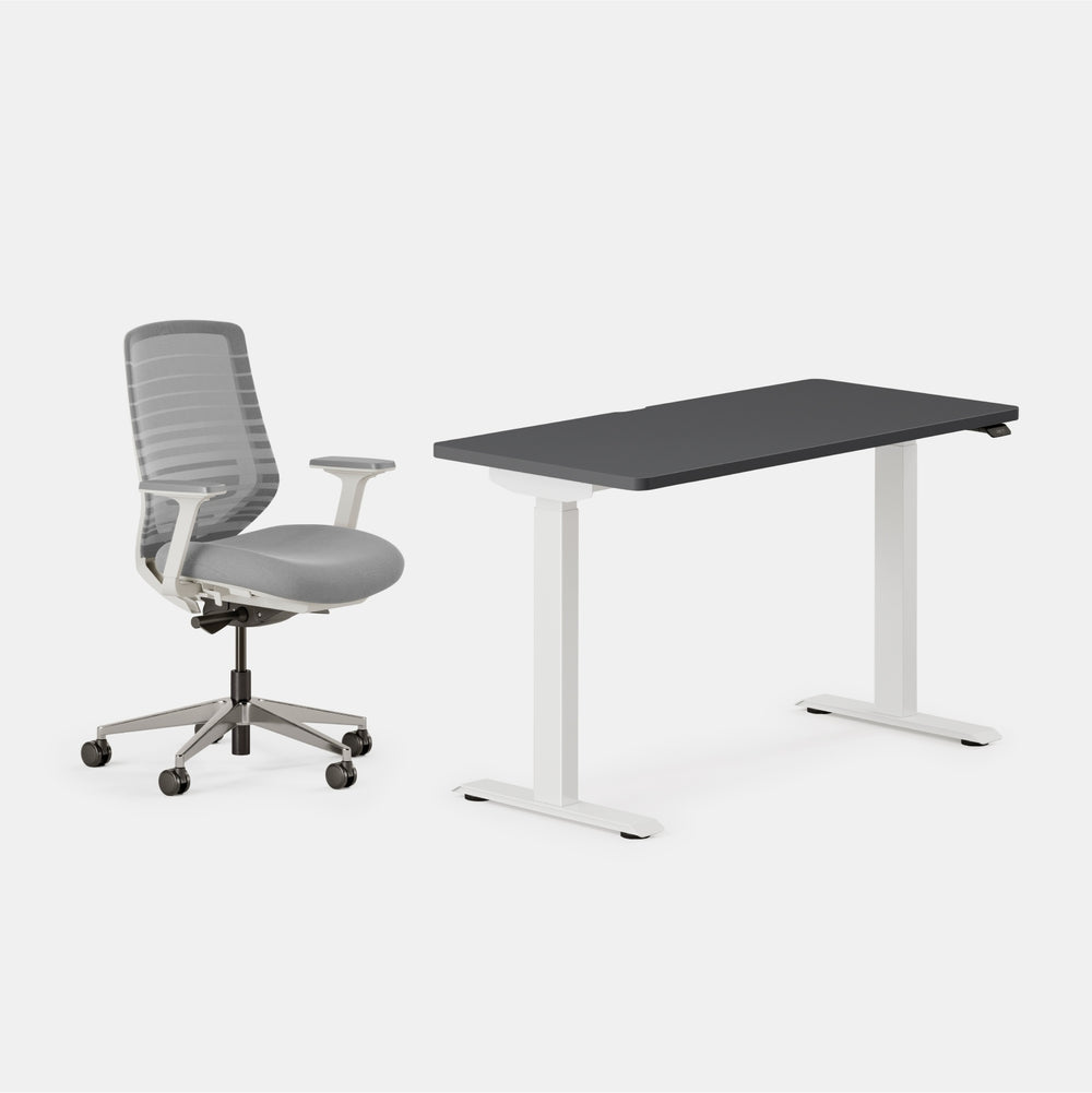 Desk Color:Charcoal/White; Chair Color:Pebble/White;