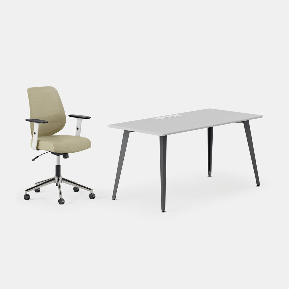 Desk Color:Fog/Charcoal; Chair Color:Linden Green;