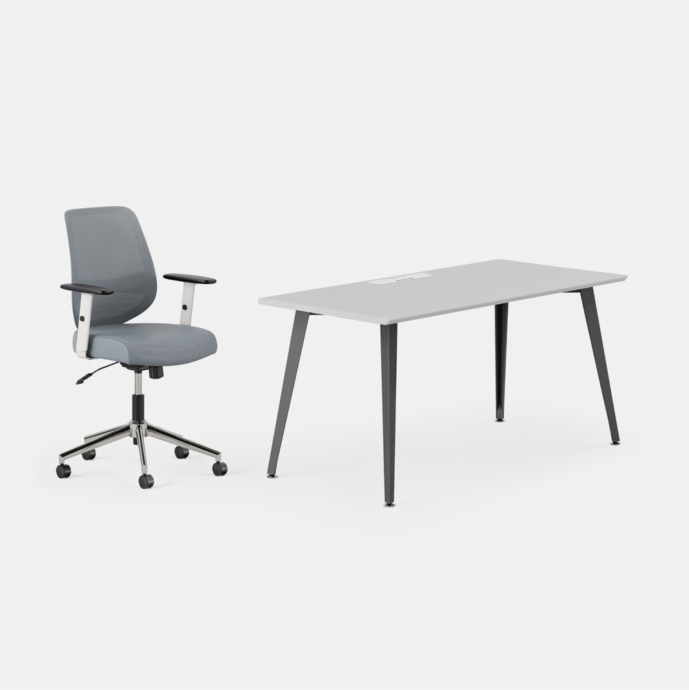 Desk Color:Fog/Charcoal; Chair Color:Slate;