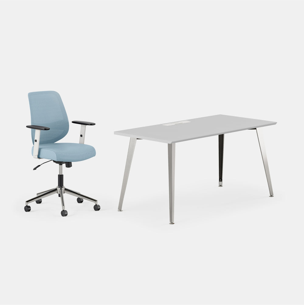 Desk Color:Fog/Mirror; Chair Color:Sky Blue;