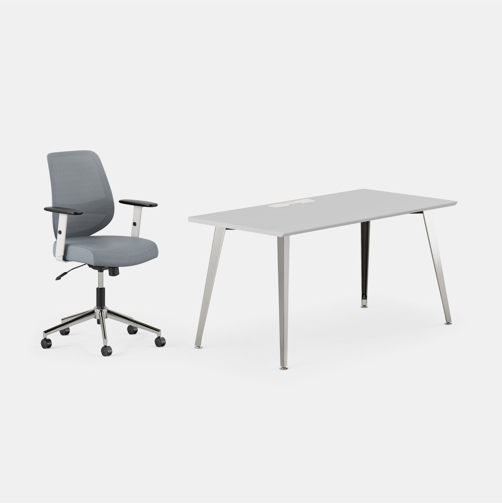 Desk Color:Fog/Mirror; Chair Color:Slate;