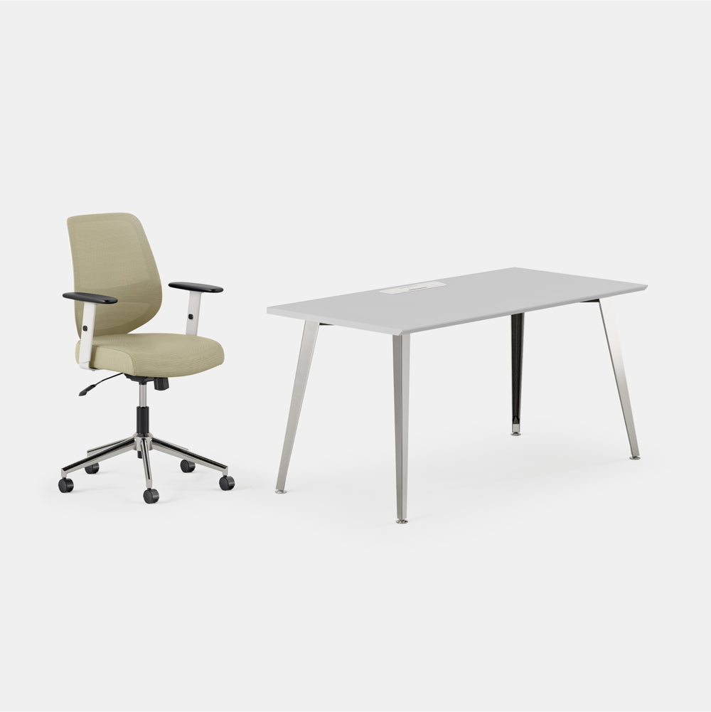 Desk Color:Fog/Mirror; Chair Color:Linden Green;