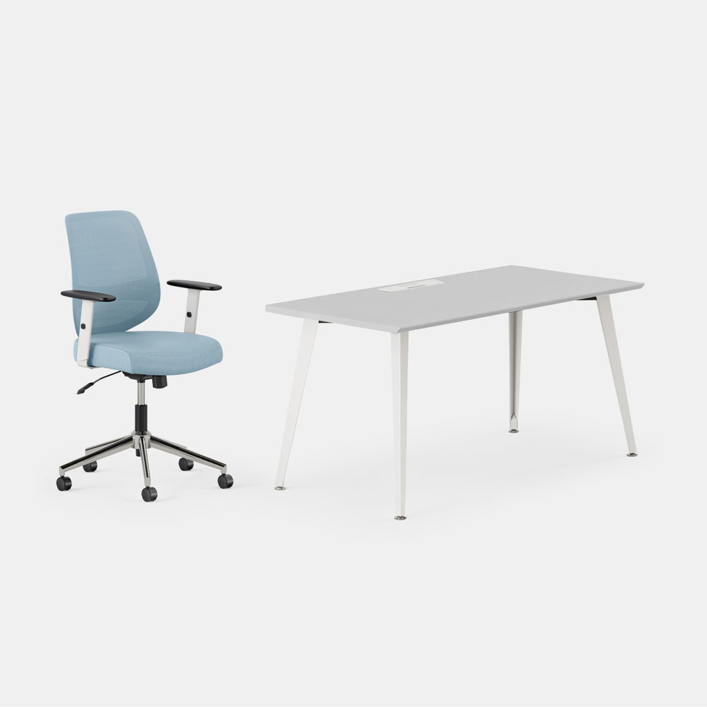 Desk Color:Fog/Powder White; Chair Color:Sky Blue;