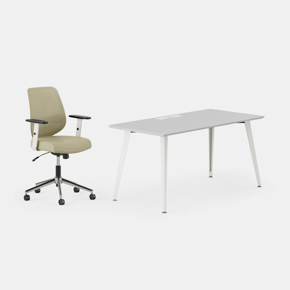 Desk Color:Fog/Powder White; Chair Color:Linden Green;