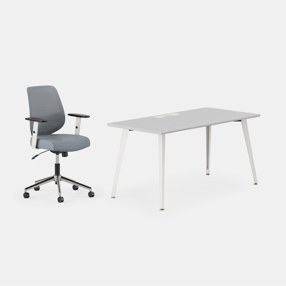 Desk Color:Fog/Powder White; Chair Color:Slate;