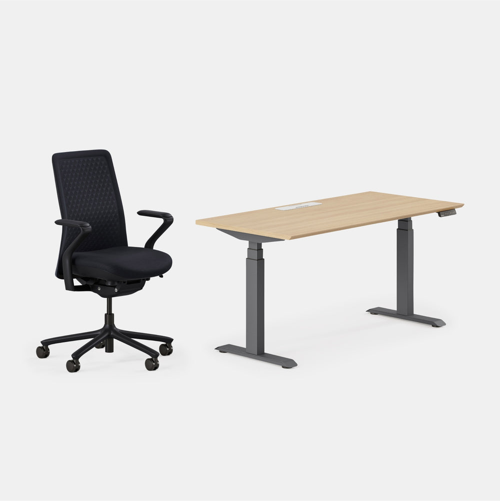 Desk Color:Woodgrain/Charcoal;Chair Color:Galaxy