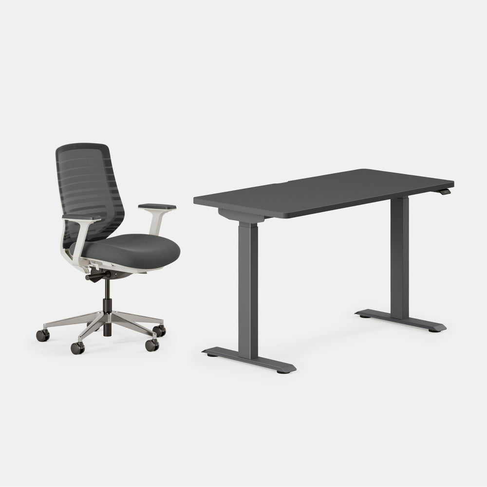 Desk Color:Charcoal/Charcoal; Chair Color:Graphite/White;