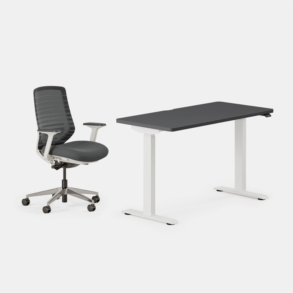 Desk Color:Charcoal/White; Chair Color:Graphite/White;