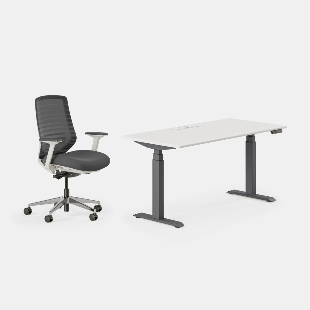 Chair Color:Graphite/White; Desk Color:White/Charcoal;