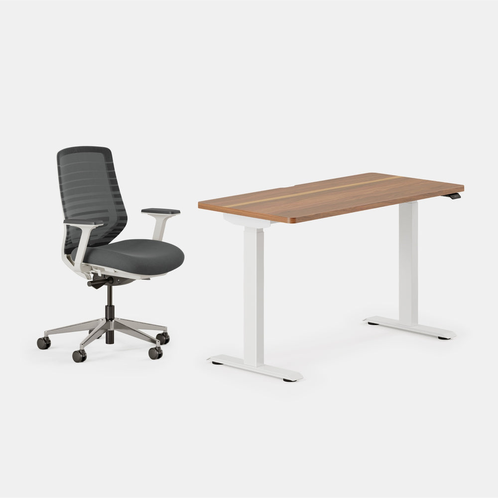 Desk Color:Walnut/White; Chair Color:Graphite/White;