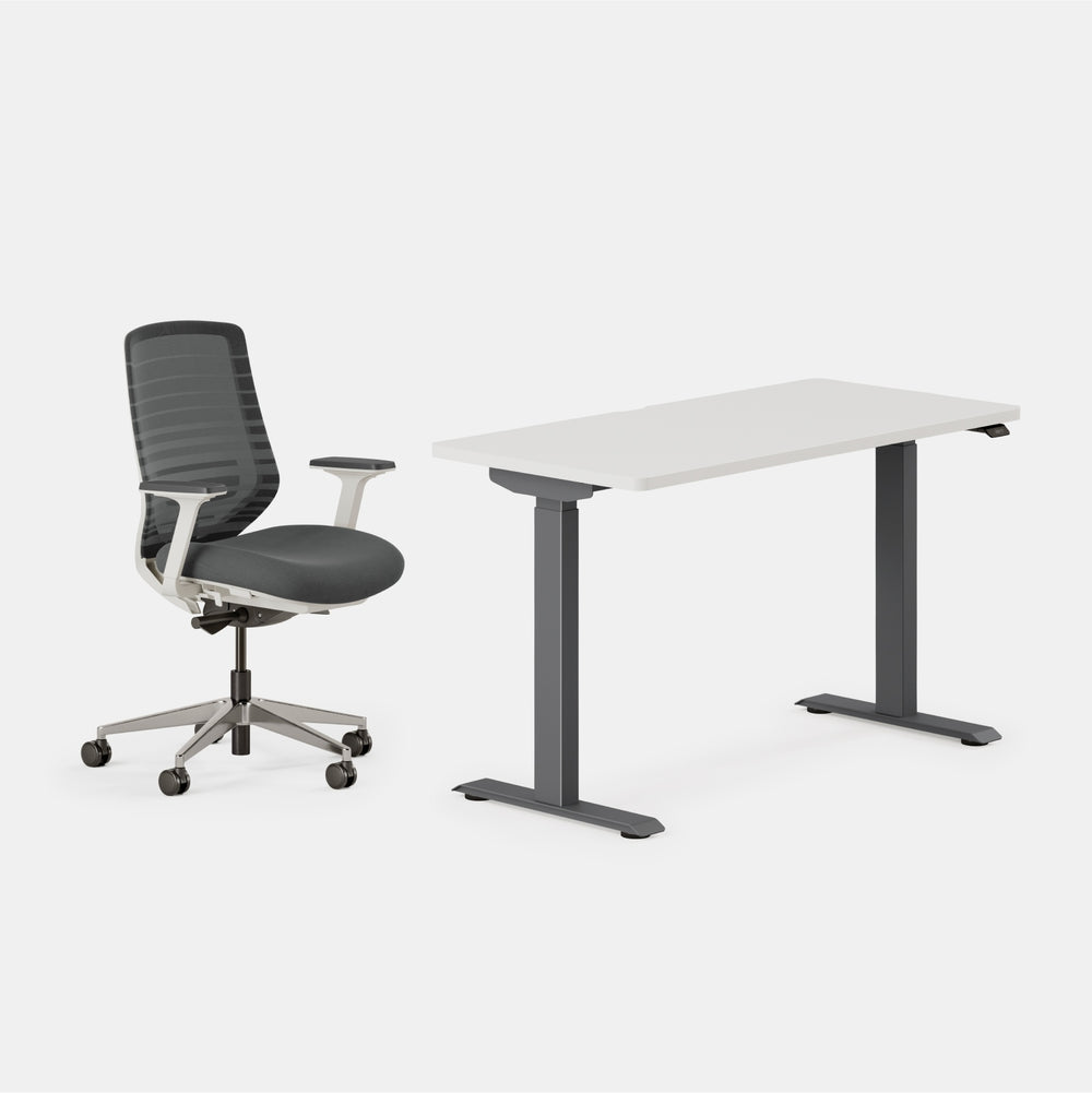 Desk Color:White/Charcoal; Chair Color:Graphite/White;