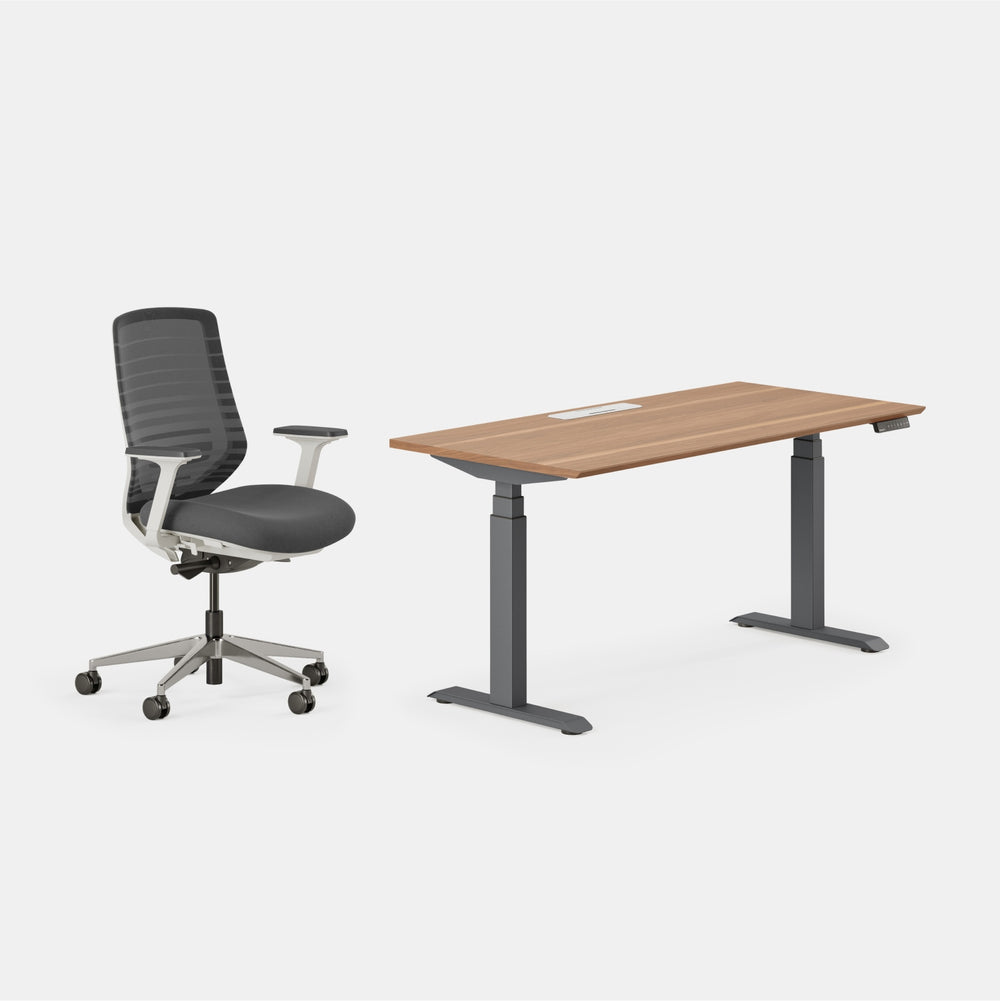 Chair Color:Graphite/White; Desk Color:Walnut/Charcoal;