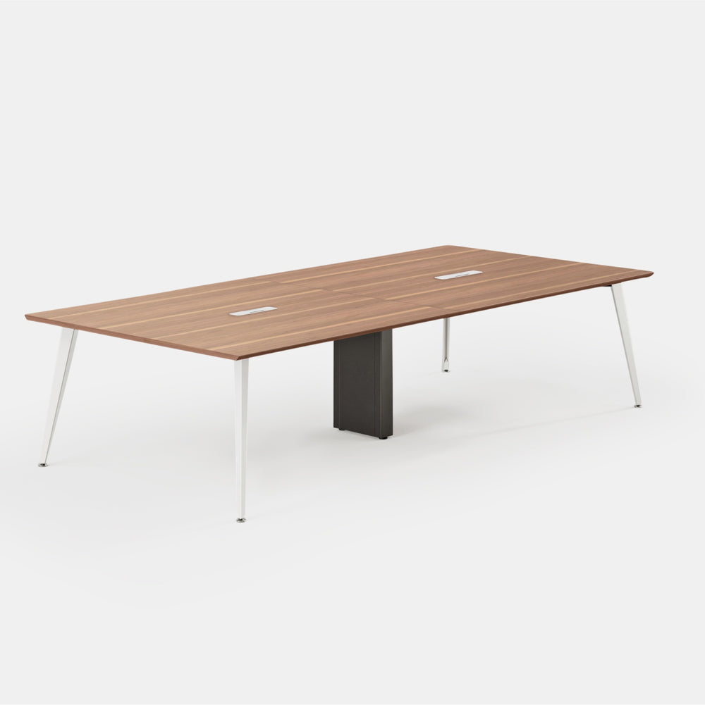 Desk Size:118 inches x 48 inches; Top Color:Walnut; Leg Color:Powder White