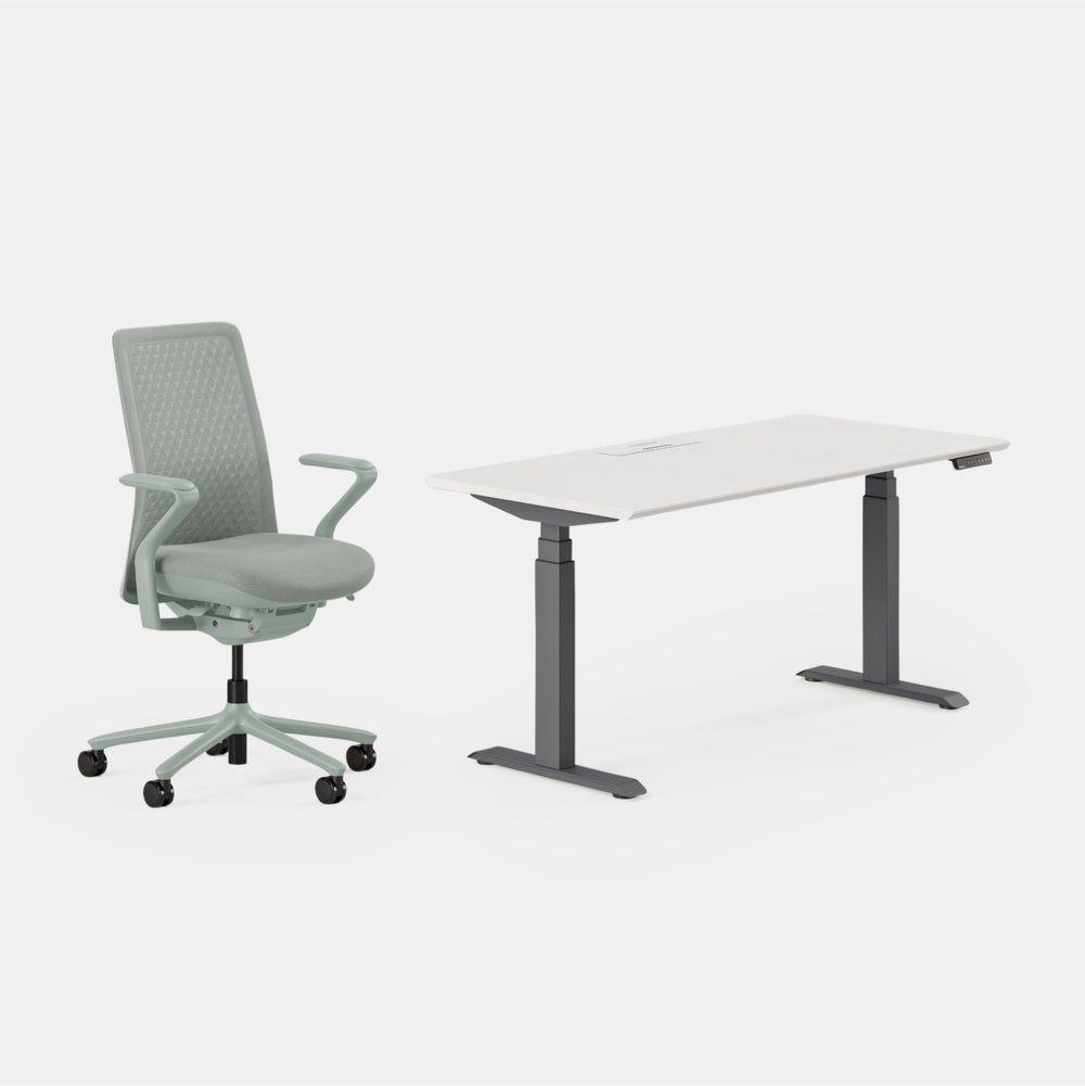 Desk Color:White/Charcoal;Chair Color:Mint