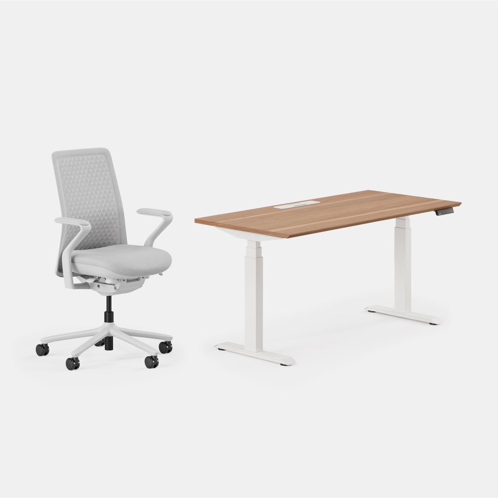 Desk Color:Walnut/Powder White;Chair Color:Mist