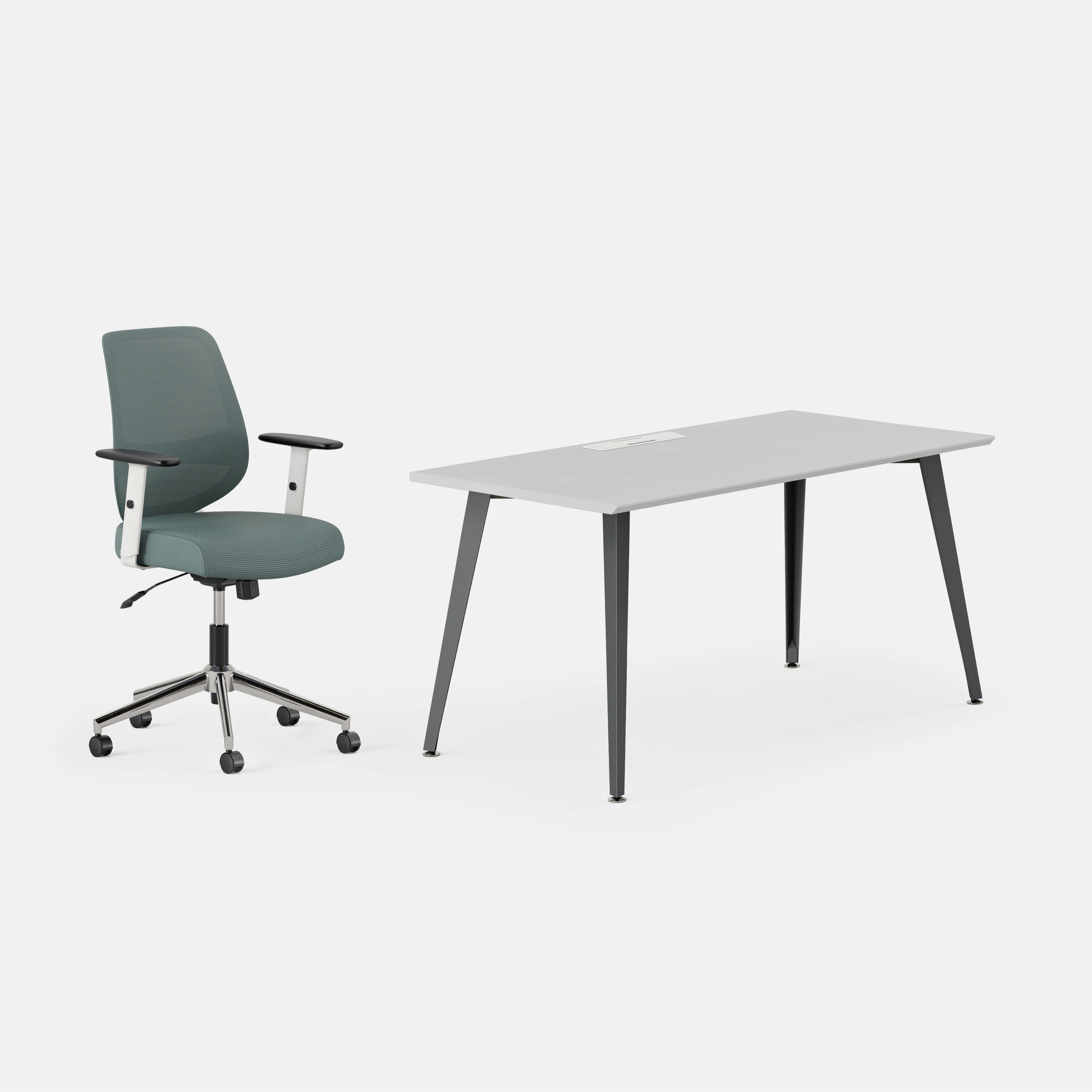 Desk Color:Fog/Charcoal; Chair Color:Slate;
